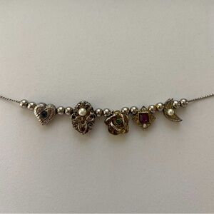 Vintage Mixed Charm Motif Victorian Revival Slider Necklace